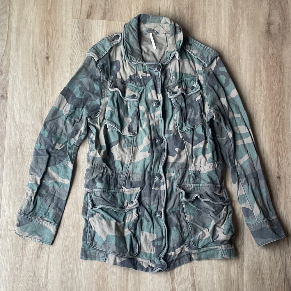 Free People Camouflage Jacket